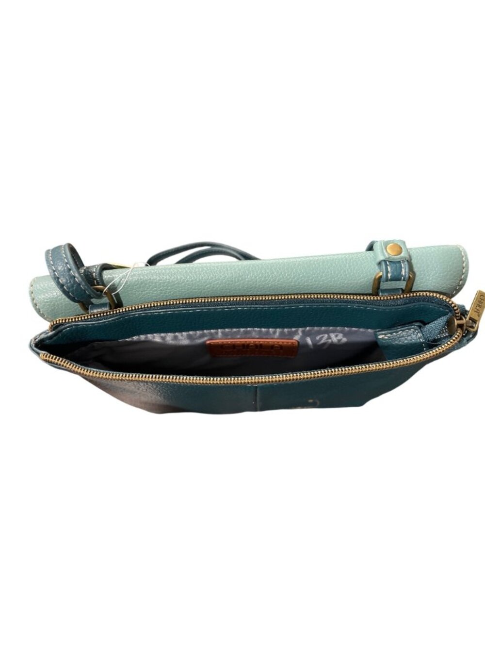 Chala Sea Turtle Faux Leather Crossbody Bag Criss Messenger Bag RFID Teal NEW - Picture 7 of 11